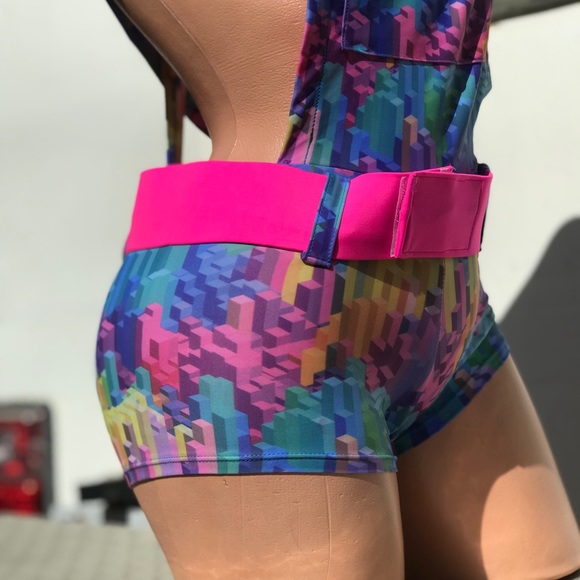 Malibu Barbie overalls rave outfit booty shorts - Picture 7 of 8